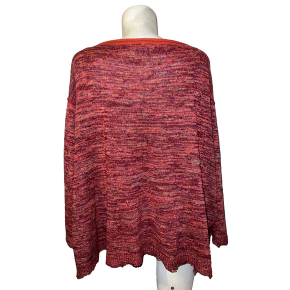 FREE PEOPLE Sweater Size L Colorful Boxy Bohemian BOHO Oversized Fringe Tunic - Picture 5 of 6